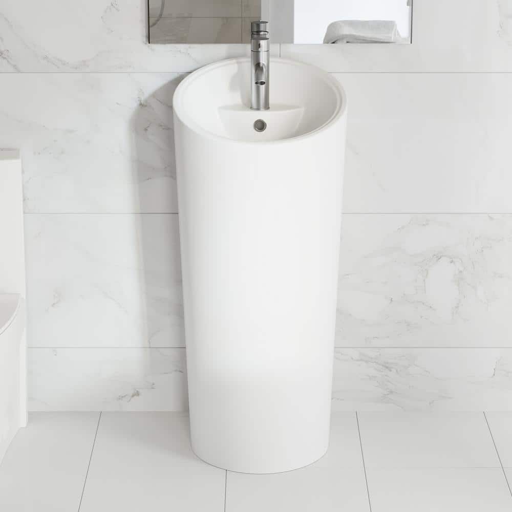 Swiss Madison St. Tropez 1-piece Circular Pedestal Sink in Glossy White (1)