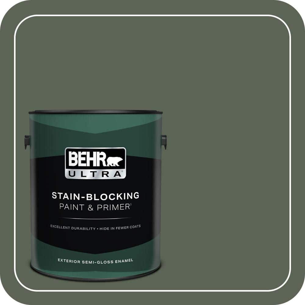 BEHR ULTRA 1 gal. #T13-16 Pine Cone Pass Semi-Gloss Enamel Exterior Paint & Primer