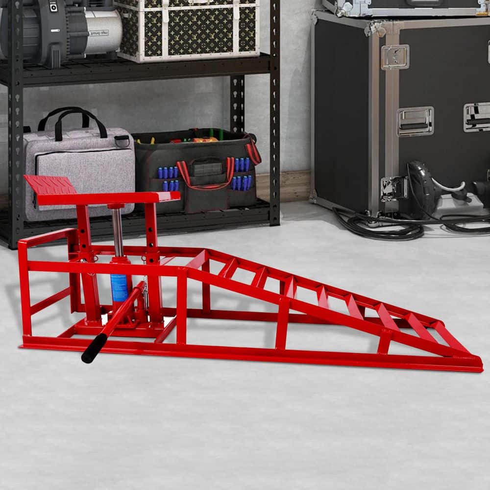 Tatayosi Auto Car Truck Service Ramps Lifts, Hydraulic Ramps Automotive Hydraulic Lift Repair Frame, Red(2 Pack) (3)