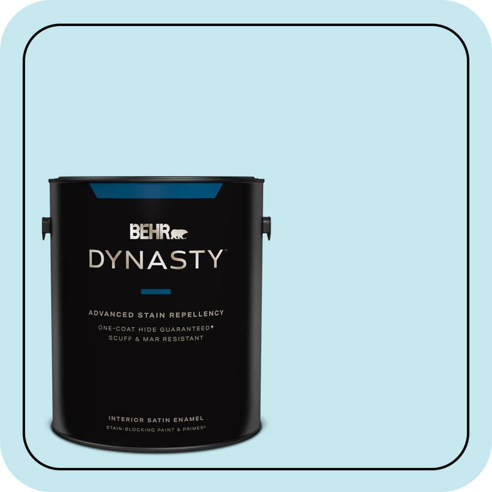 BEHR DYNASTY 1 gal. #P480-1 Niagara Mist Satin Enamel Interior Stain-Blocking Paint and Primer