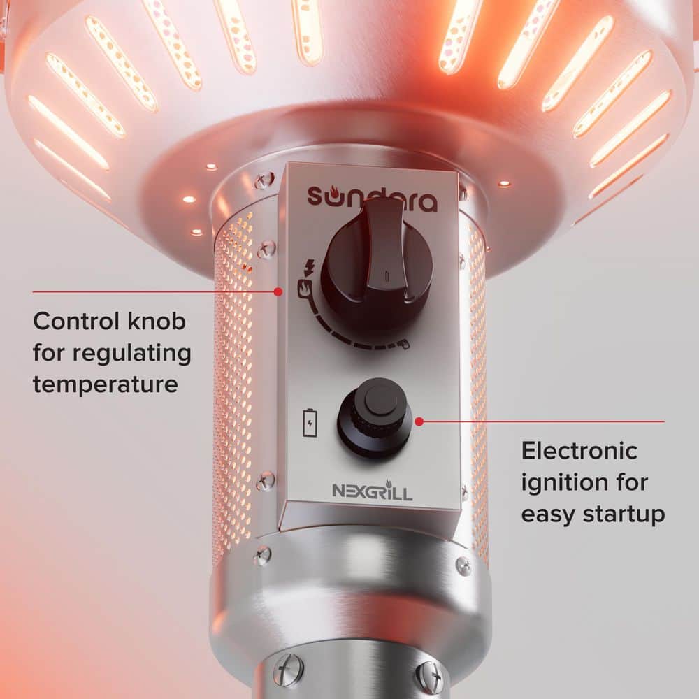 Nexgrill 48,000 BTU Stainless Steel Propane Patio Heater with Wheels (3)
