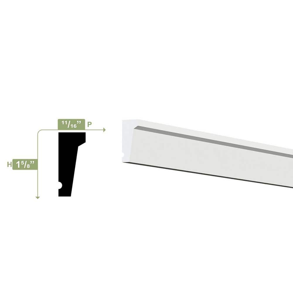 Ekena Millwork 1-5/8 in. x 5/8 in. x 96 in. Drip Cap Moulding, PVC (2)