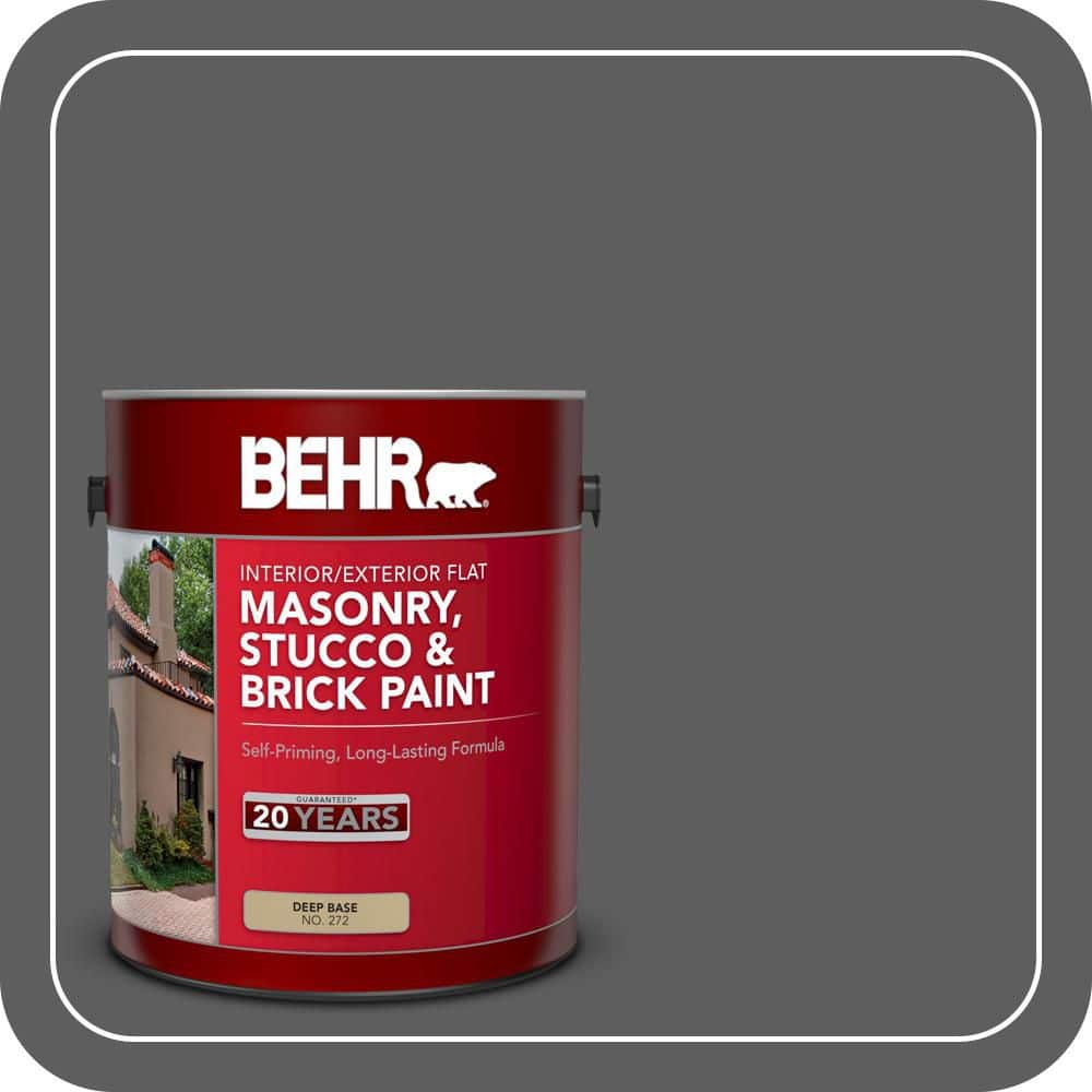 BEHR 1 gal. #N520-6 Asphalt Gray Flat Interior/Exterior Masonry, Stucco and Brick Paint