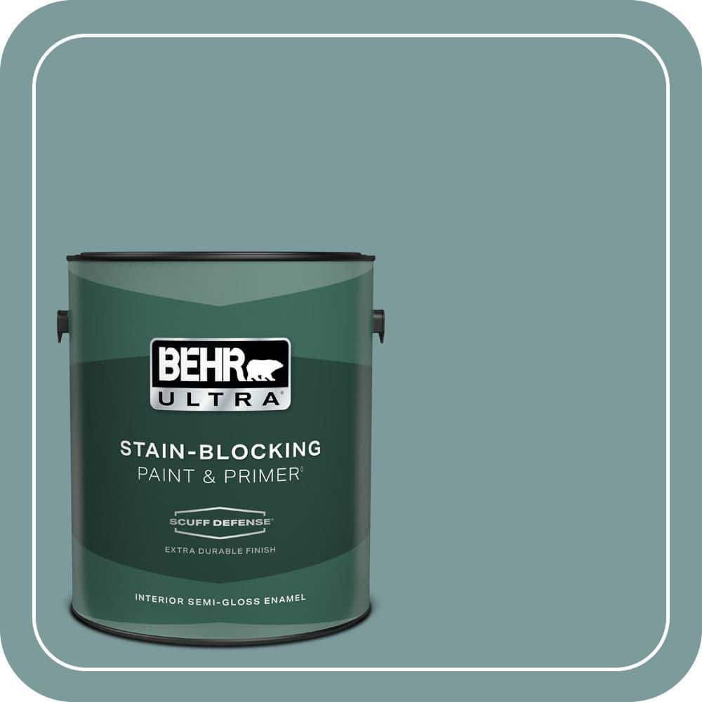 BEHR ULTRA 1 gal. #PMD-35 Blue Agave Extra Durable Semi-Gloss Enamel Interior Paint & Primer