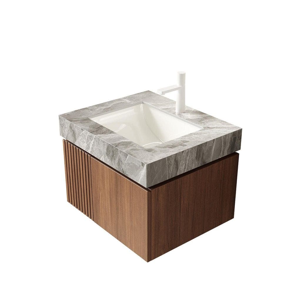 LIVACA 24 in. x 18.9 in. Drop-In Sink Light Gray Sintered Stone Countertop with Drop-In Ceramic Basin and Overflow Hole (3)