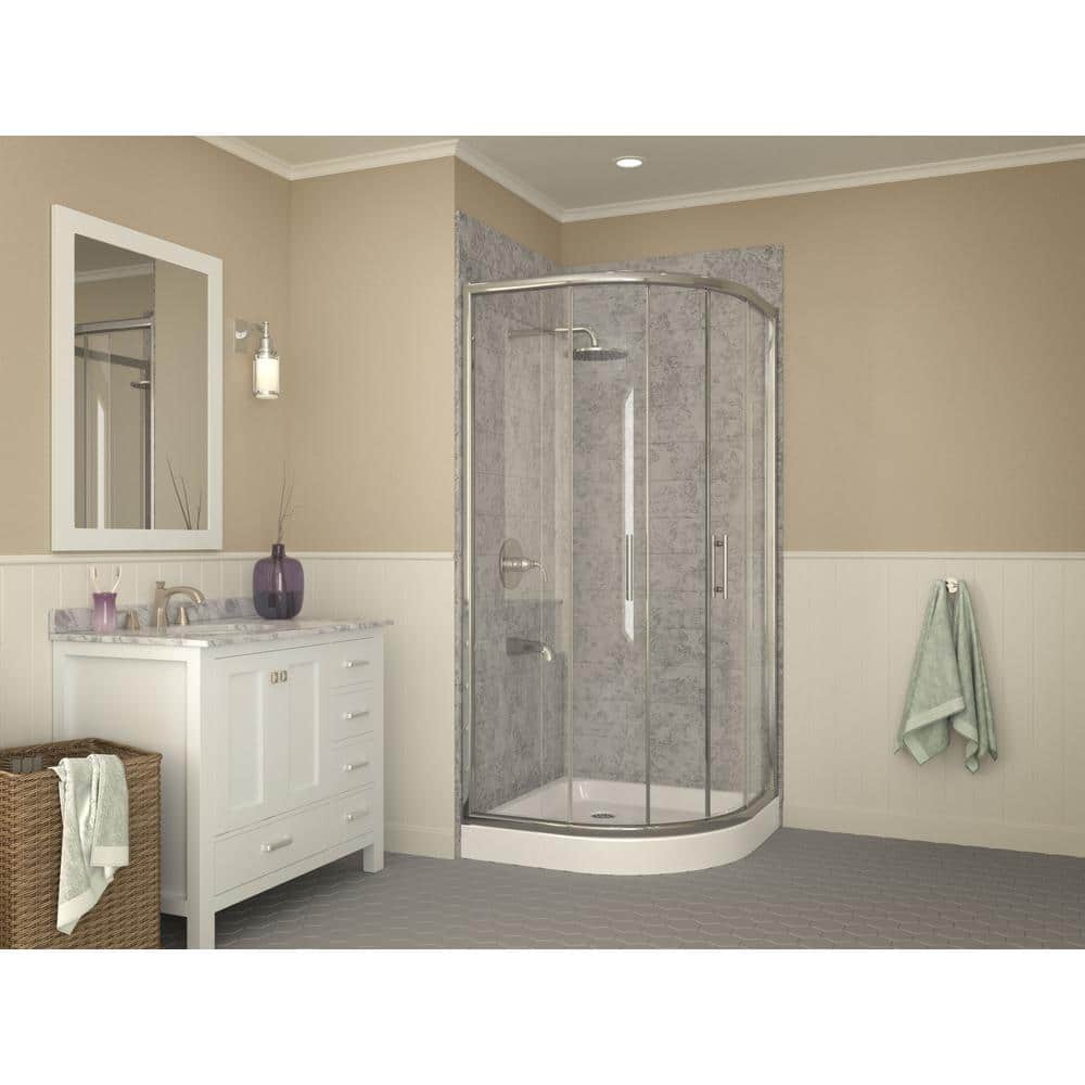 ANZZI Randi Base Series 36 in. L x 36 in. W Corner Shower Shower Pan Base with Center Drain in Glossy White Marine Acrylic (2)