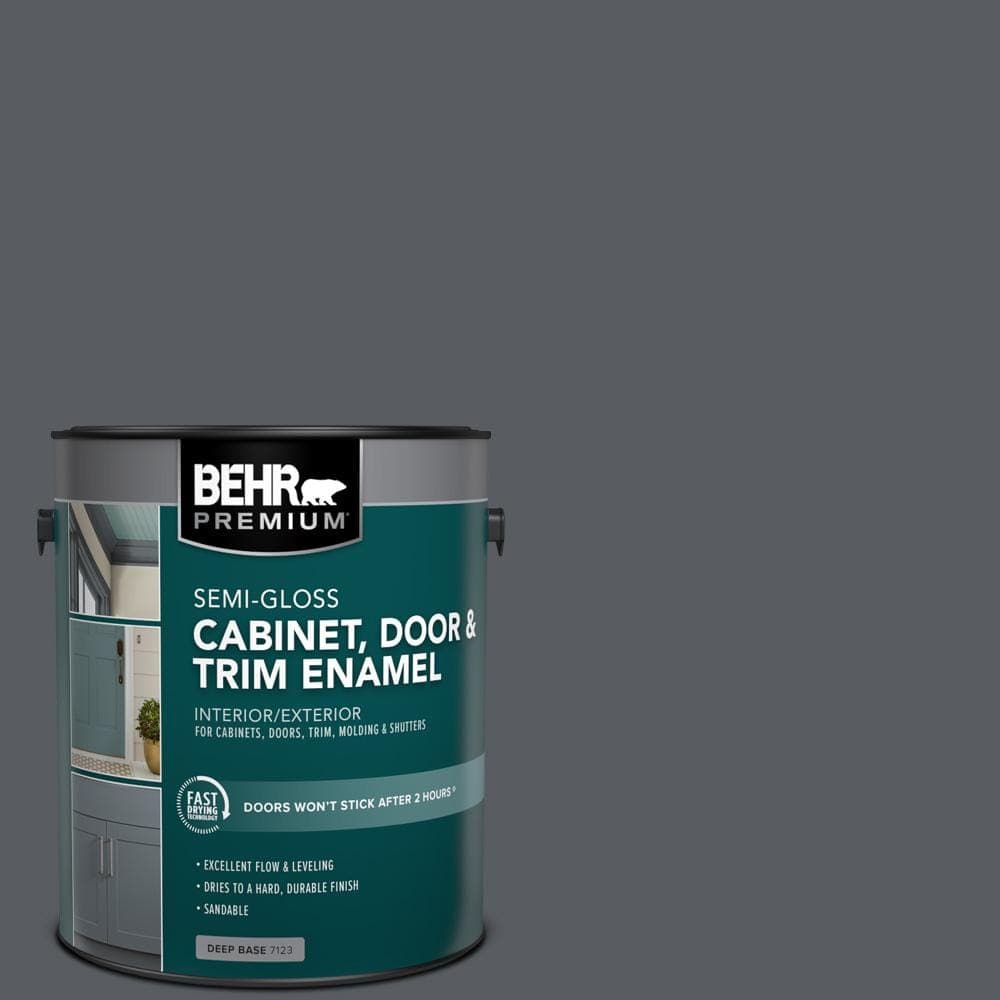 BEHR PREMIUM 1 gal. #PPU18-02 Pencil Point Semi-Gloss Enamel Interior/Exterior Cabinet, Door & Trim Paint (1)