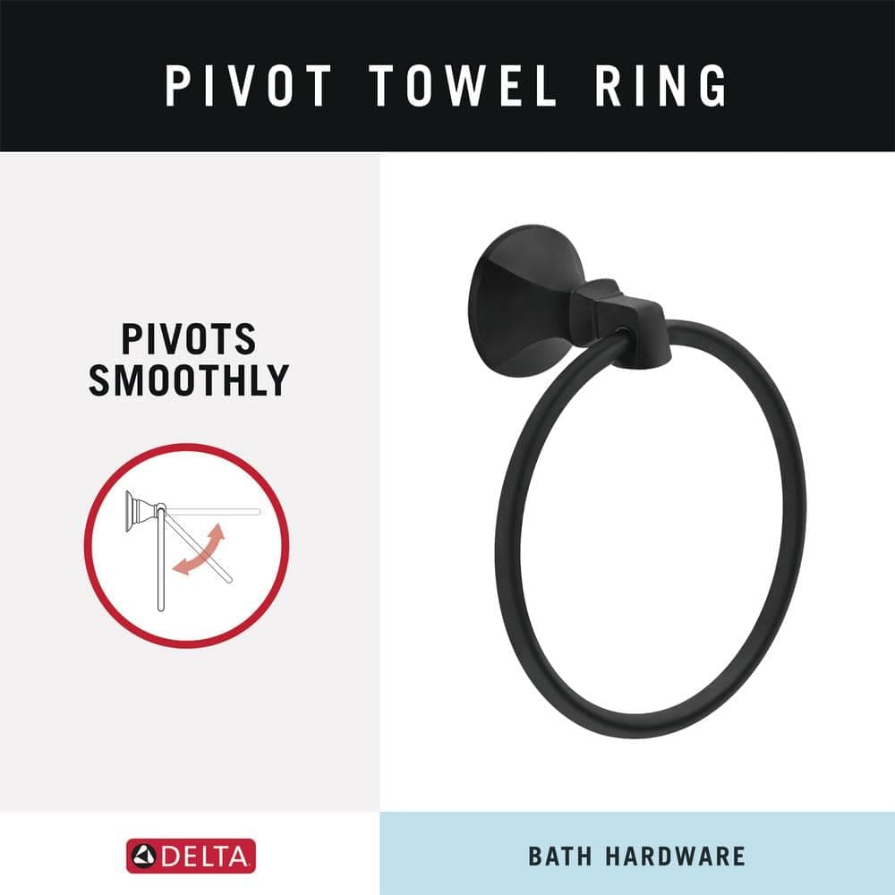 Delta Ashlyn Wall Mount Round Closed Towel Ring Bath Hardware Accessory in Matte Black (3)