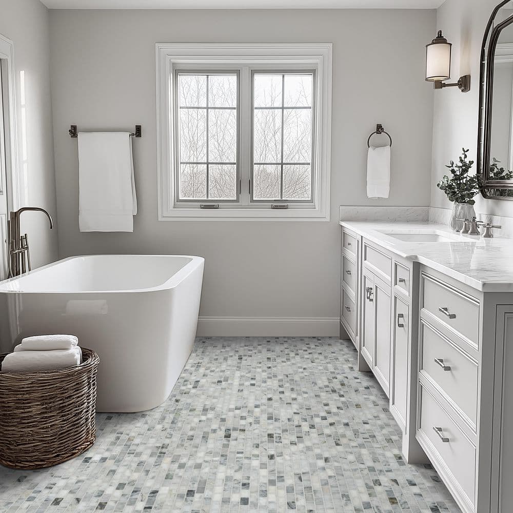 MSI Carrara Classique Brick 12 in. x 12 in. x 0.31 in. Honed Marble Mesh-Mounted Mosaic Tile (0.97 sq. ft./Case) (3)