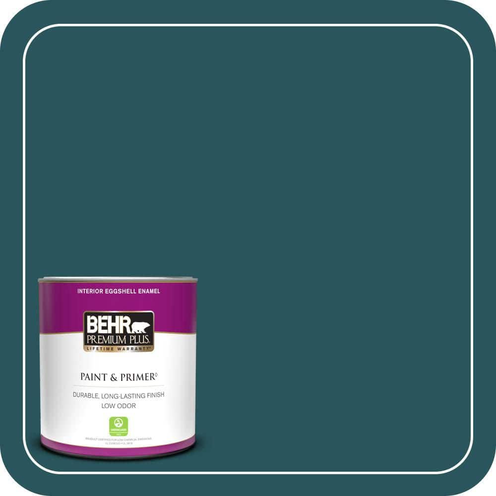 BEHR PREMIUM PLUS 1 qt. #MQ6-01 Ocean Abyss Eggshell Enamel Low Odor Interior Paint & Primer