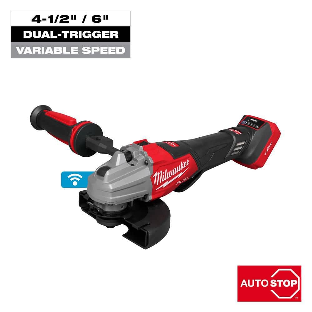 Milwaukee M18 FUEL ONE-KEY 18V Lithium-Ion Cordless 4-1/2 in. /6 in. Dual Trigger Braking Grinder with Paddle Switch (1)