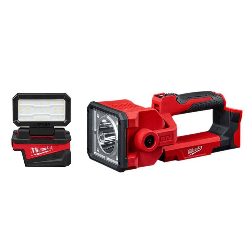 Milwaukee M18 18-Volt Lithium-Ion Cordless 1000 Lumens ROVER Compact Folding Flood Light w/ USB Charging w/ Search Light