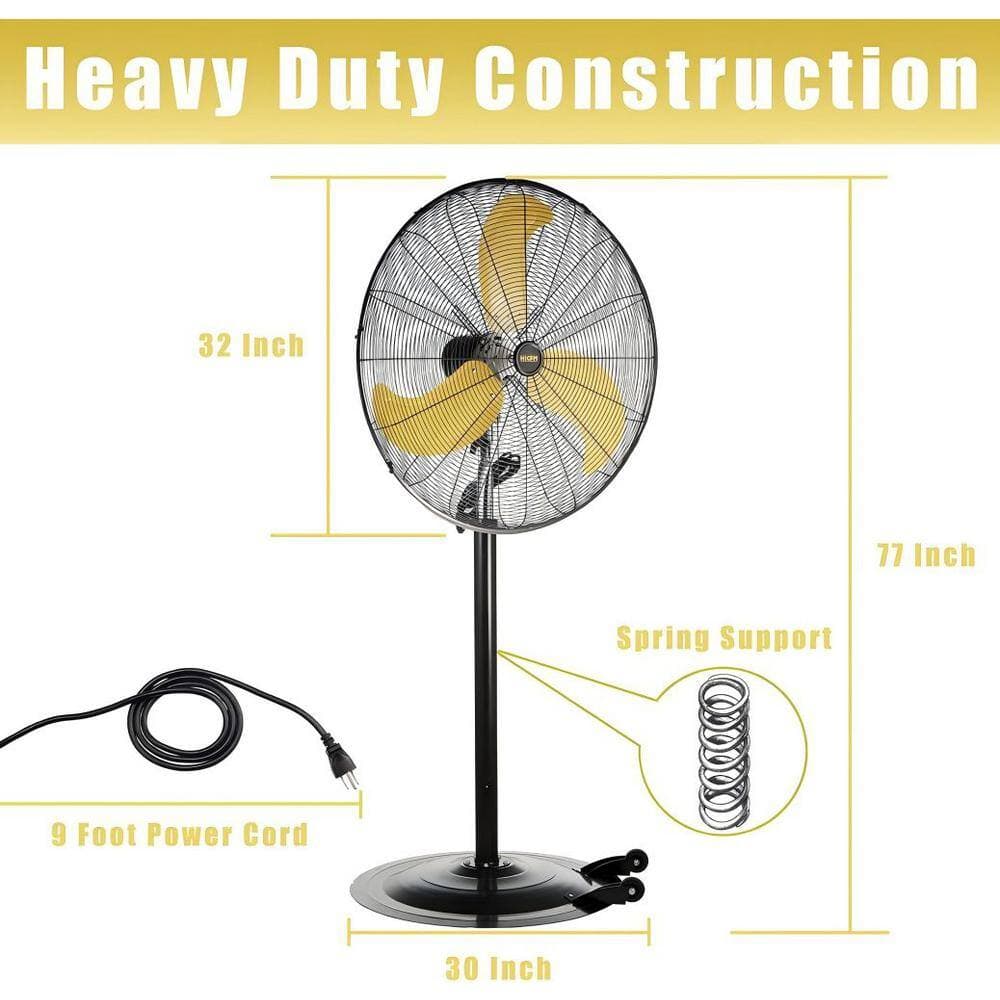 Atemomen 8400CFM30 in. Heavy Duty High Velocity Pedestal Oscillating Fan with Powerful 1/3 HP Motor, Ball Bearing, 9 Feet Cord (3)