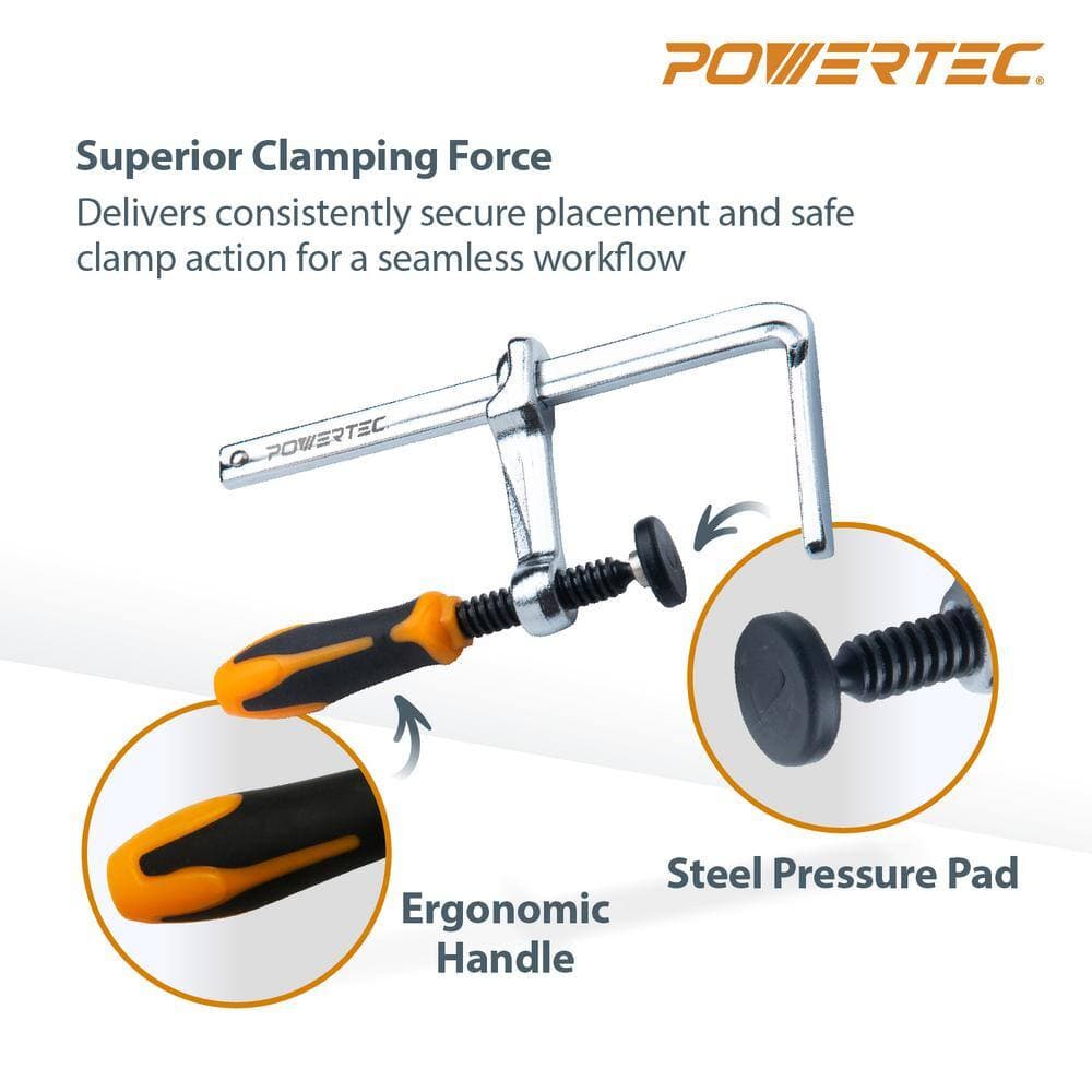 ‎POWERTEC 5-3/8 in. Quick Screw Guide Rail Clamp with 2-3/8 in. Throat Depth (2-Pack) (3)