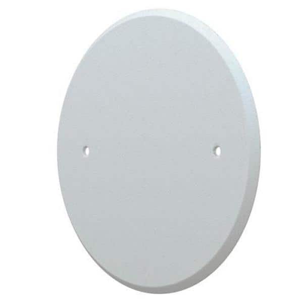 Commercial Electric 5 in. Round (Fits 3.25 in. Box) Blank Metal Wall Plate, White (Paintable) (2)