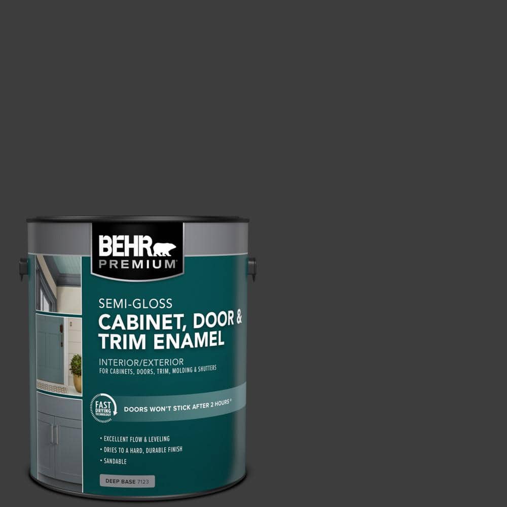 BEHR PREMIUM 1 gal. #OSHA-8 OSHA SAFETY BLACK Semi-Gloss Enamel Interior/Exterior Cabinet, Door & Trim Paint (1)