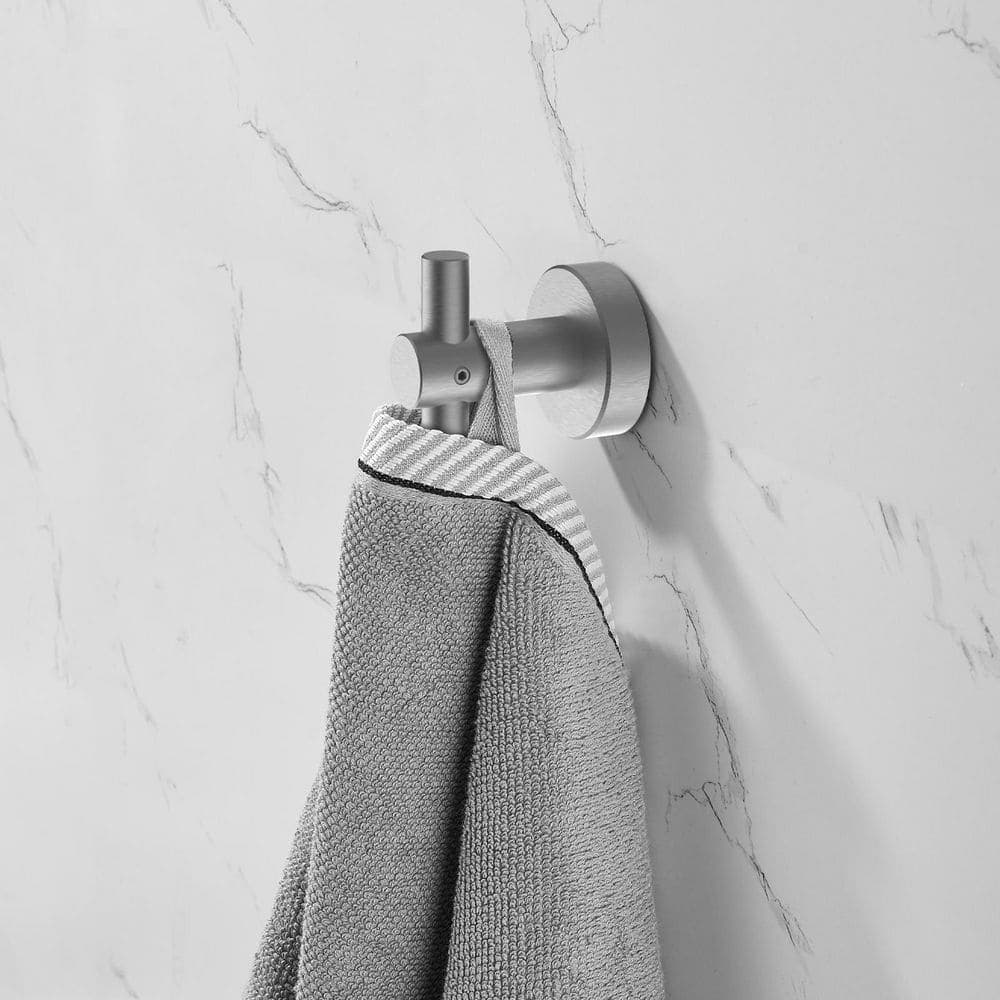 Tenleaf Round Base Bathroom Knob Robe/Towel Hook Wall Hook in Gray, Anti-corrosion and Waterproof (2-Pack) (3)