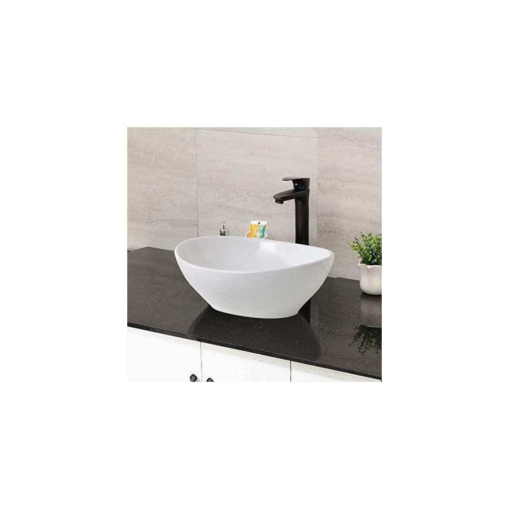 Helhom 16 in. x 13 in. Oval White Porcelain Ceramic Vessel Sink, Small Above Counter Bathroom Vanity Bowl for Household (3)