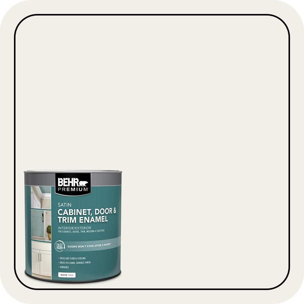 BEHR PREMIUM 1 qt. #MS-39 Crystal White Satin Enamel Interior/Exterior Cabinet, Door & Trim Paint