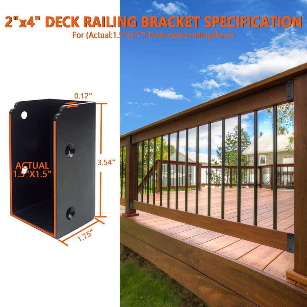 Afoxsos 1.2 Heavy Duty Steel Deck Railing Brackets Connectors Concealed Style for 2 x 4 Wood Posts Fence Porch 24-Pack (2)