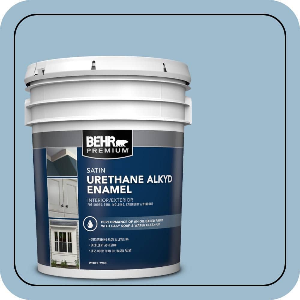 BEHR PREMIUM 5 gal. #S500-3 Partly Cloudy Urethane Alkyd Satin Enamel Interior/Exterior Paint