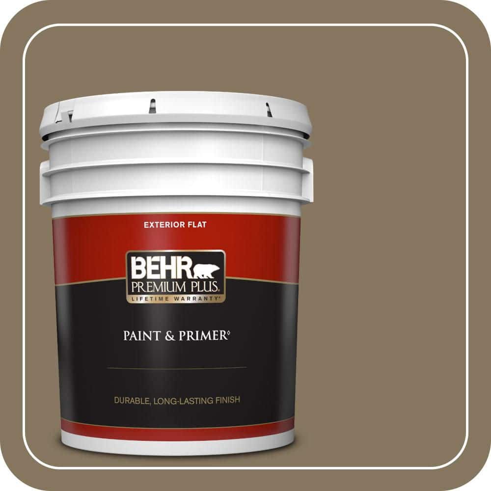 BEHR PREMIUM PLUS 5 gal. #N310-6 Palm Desert Flat Exterior Paint & Primer
