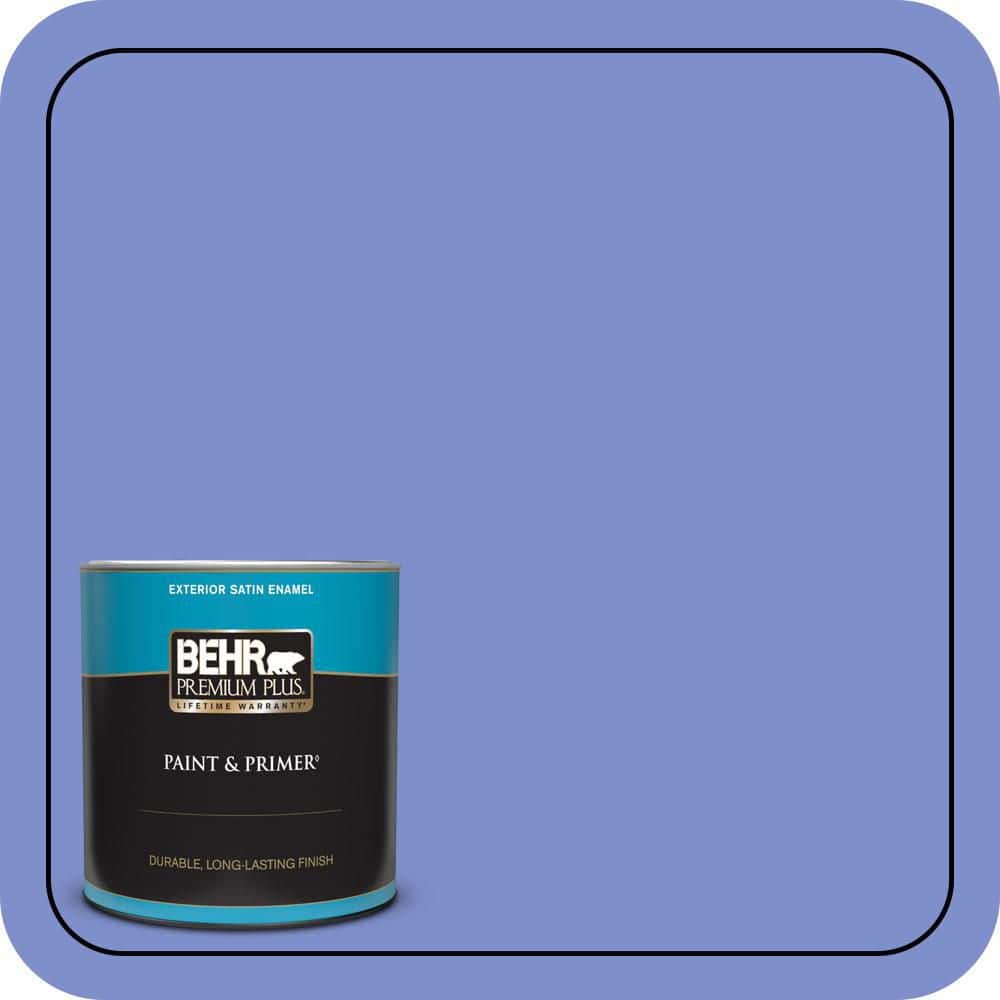 BEHR PREMIUM PLUS 1 qt. #P540-5 Pansy Garden Satin Enamel Exterior Paint & Primer