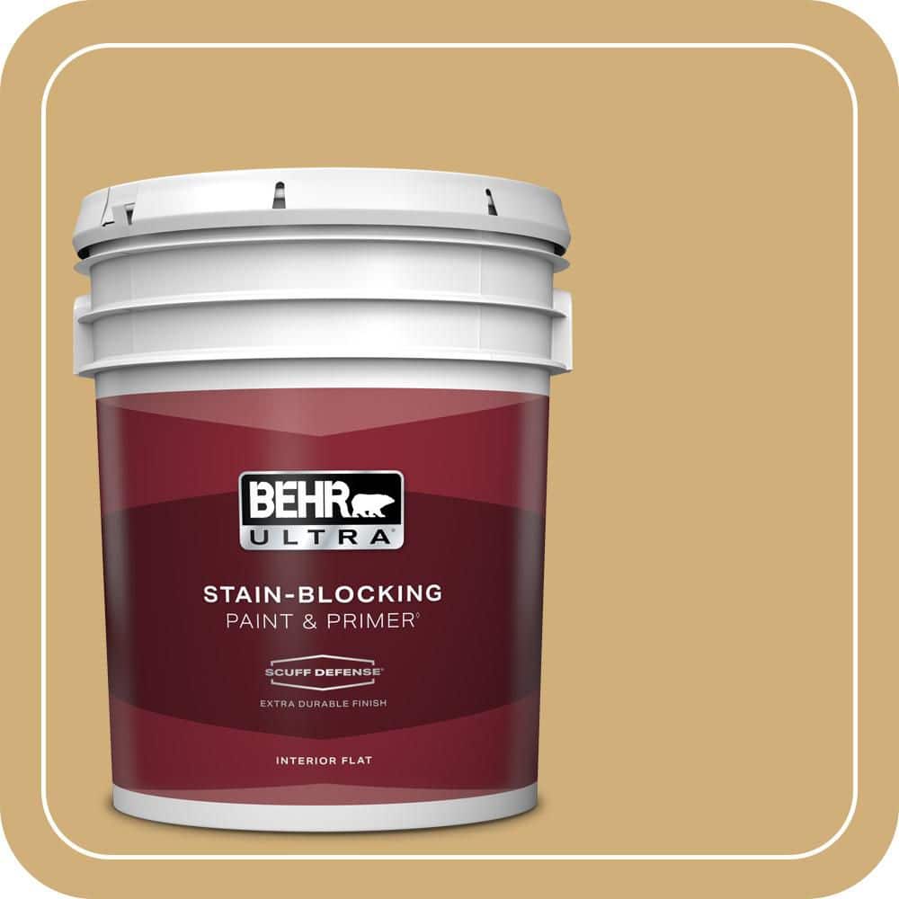 BEHR ULTRA 5 gal. #PPU6-15 Romanesque Gold Extra Durable Flat Interior Paint & Primer