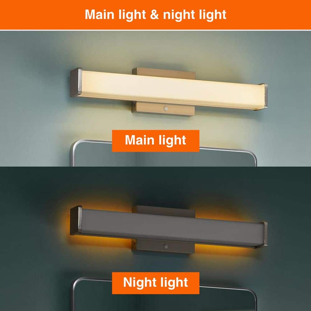 Hampton Bay Astrid 23 in. 1-Light Brushed Nickel LED 5CCT Vanity Light with Frosted Glass and Sensor Operated Night Light (3)