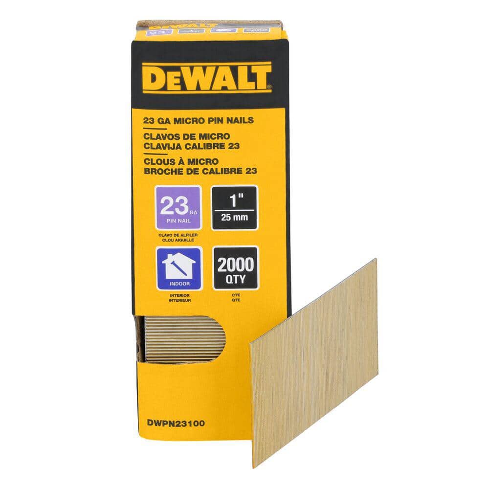 DEWALT 1 in. x 23-Gauge Bright Finish Pin Nail (2000-Pack) (1)