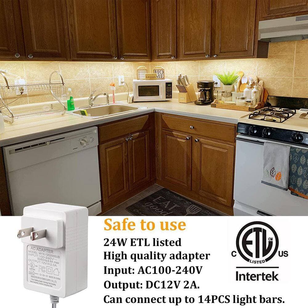 Wudkey 6-Pack Under Cabinet LED Strip Lights with Remote Control, Dimmer and Adapter for Kitchen Cabinet, 4000K Natural White (3)