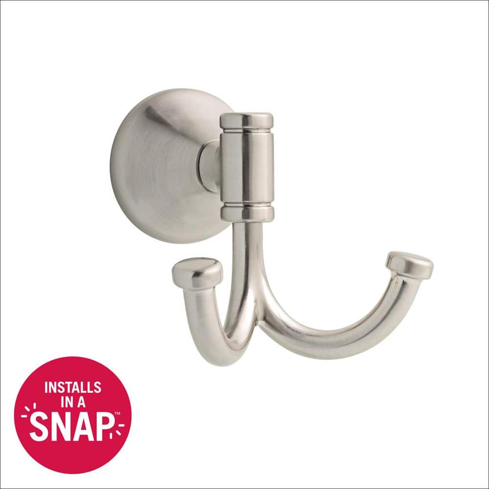 Delta Foundations Design Series Modern Wall Mount Double Towel Hook J-Hook for Bathrooms