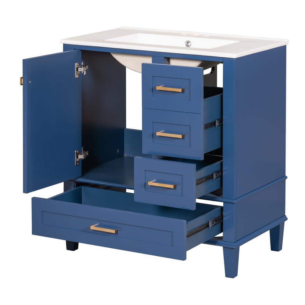 COWLOWN 30 in. D x 18 in. W x 34 in. H Bathroom Blue Linen Cabinet (1)