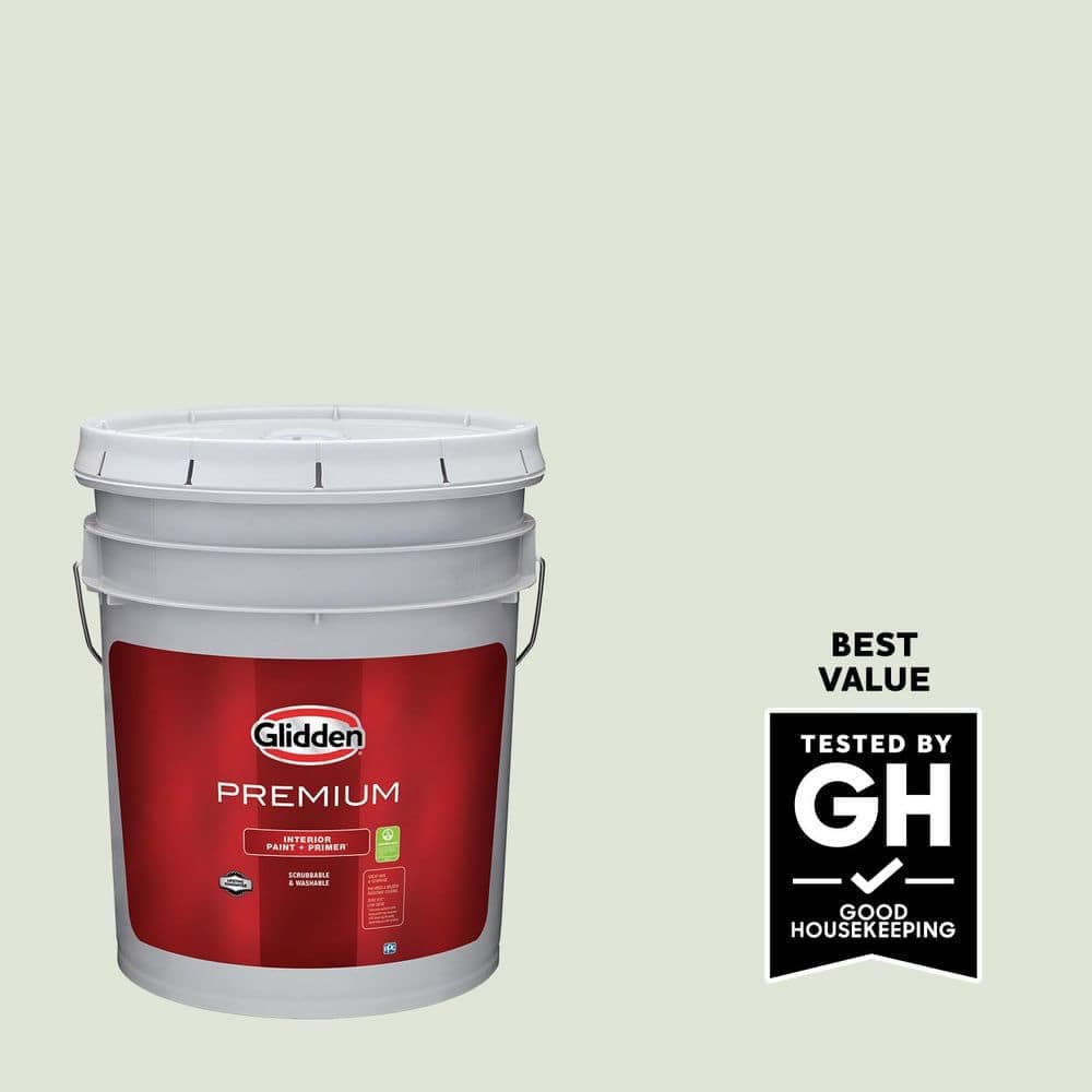 Glidden Premium 5 gal. PPG1124-1 Touch Of Lime Flat Interior Latex Paint (1)