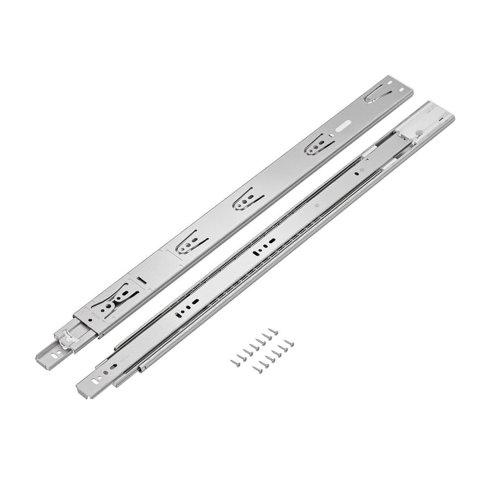 Richelieu Hardware (Pair) 22 in. (550 mm) Stainless Steel Full Extension Side Mount Soft-Close Ball Bearing Drawer Slides