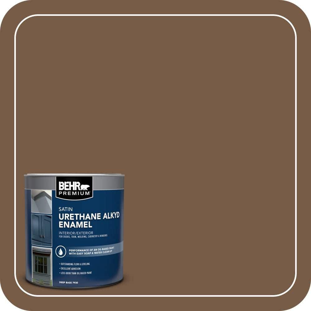 BEHR PREMIUM 1 qt. #N250-7 Mission Brown Satin Enamel Urethane Alkyd Interior/Exterior Paint