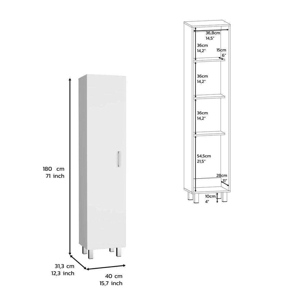 Tahanbath 15.70 in. W x 12.30 in. D x 70.90 in. H White Particle Board Freestanding Linen Cabinet w/3-Hangers in White (3)