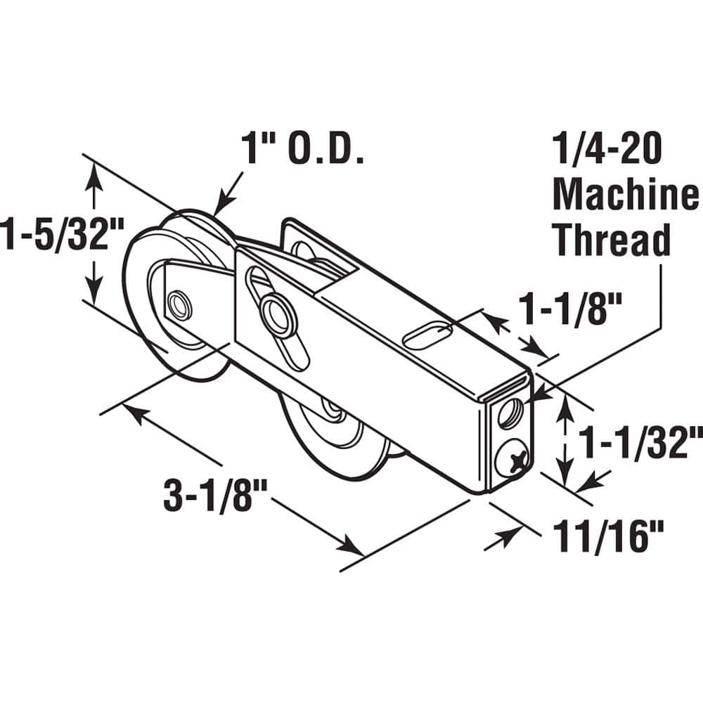 Prime-Line 1 in., Steel, Sliding Door Tandem Roller Assembly (2)
