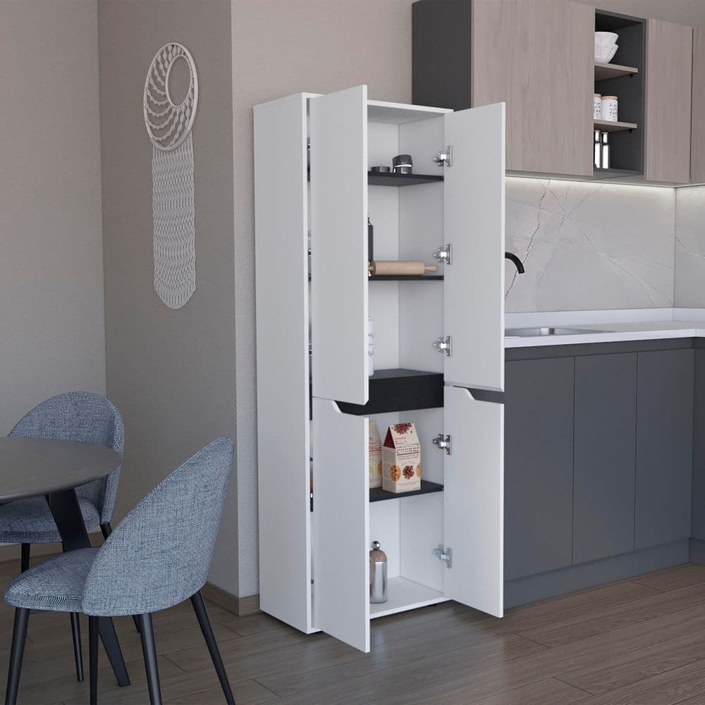 Tahanbath 11.80 in. W x 23.60 in. D x 66.90 in. H Multi-Color Wood Freestanding Linen Cabinet w/5-Shelves in Multi-Color (2)