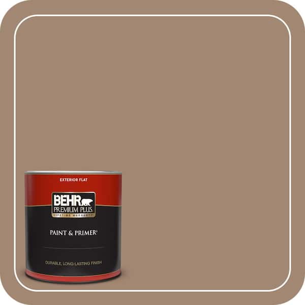BEHR PREMIUM PLUS 1 qt. #QE-22 Terrazzo Brown Flat Exterior Paint & Primer (2)