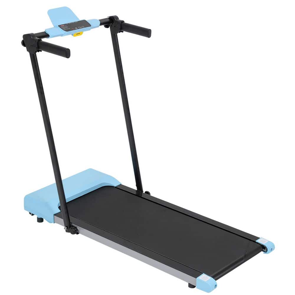 Tidoin Blue Metal Foldable Electric Treadmill with Safety Key, LED Display, Pad/Phone Holder and Inclines (1)