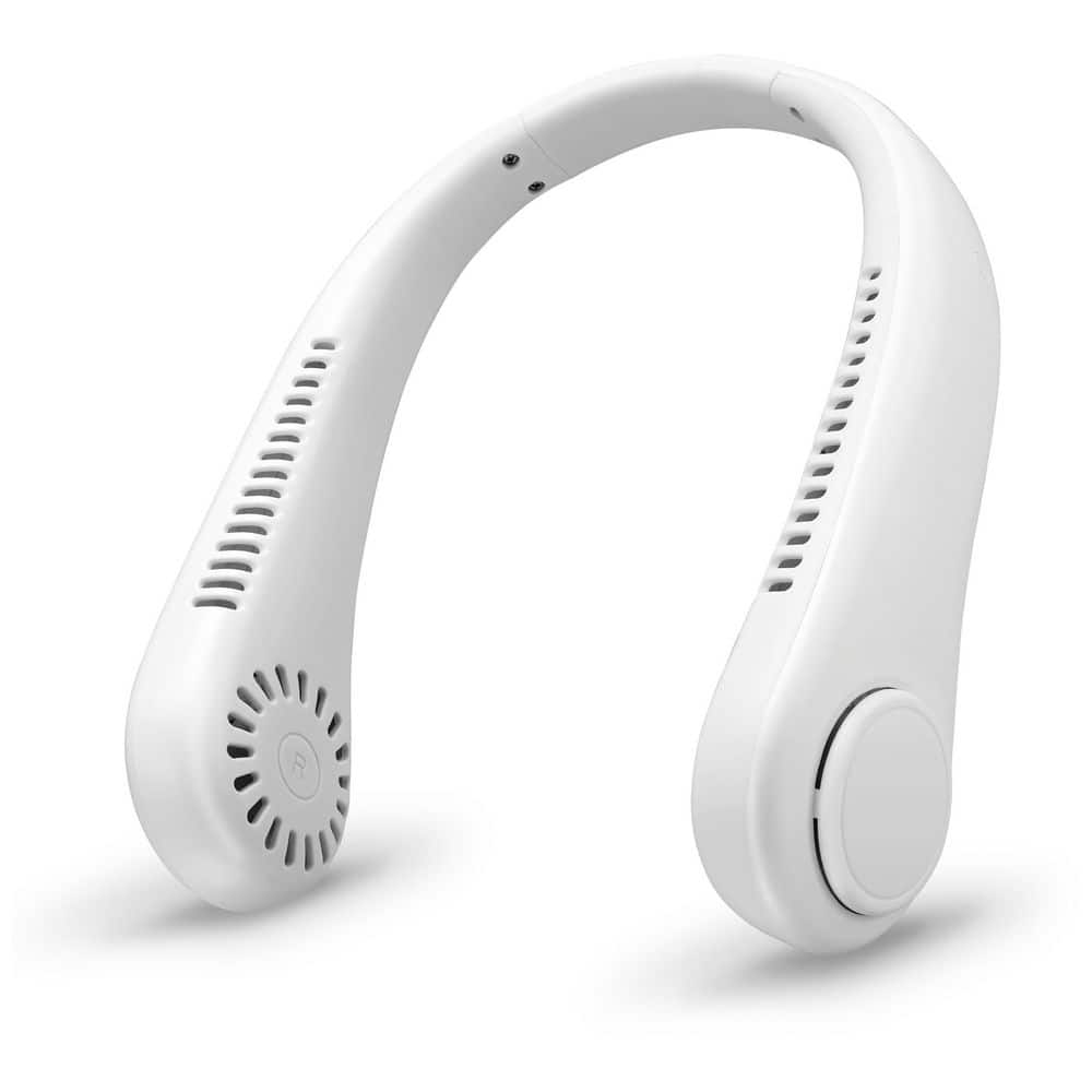 GPX Portable Neck Fan, Lightweight Design, Bladeless Fans, 3 Speeds, 1.73 Diameter, White