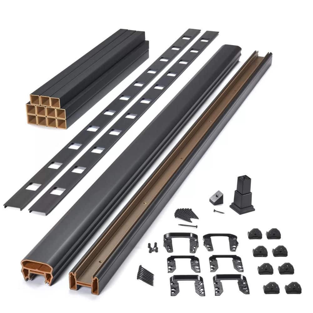 Trex Transcend 6' x 36" Charcoal Black Composite Horizontal Deck Rail Kit with Matching square composite balusters (1)