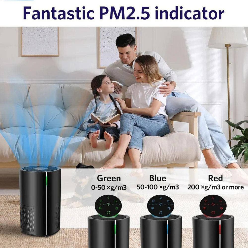 WOCK 258 sq. ft. HEPA Room Air Purifier in Black with Timer, 4-Speeds, Clean 99.97%, 147CFM CADR (3)