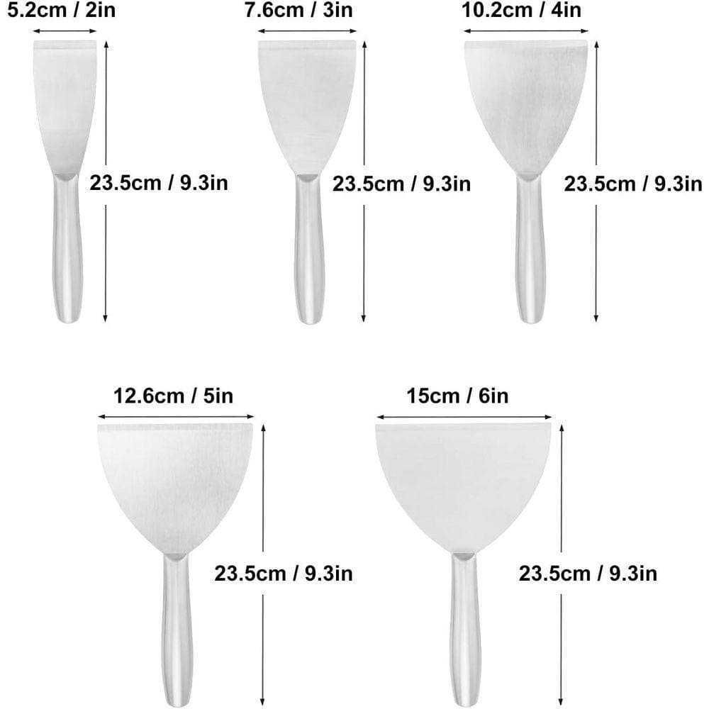 KIWDZFU 2, 3, 4, 5, 6 Stainless Steel Putty Knife Set with Ergonomic Grip for Drywall Spackle and Paint Scraping (2)