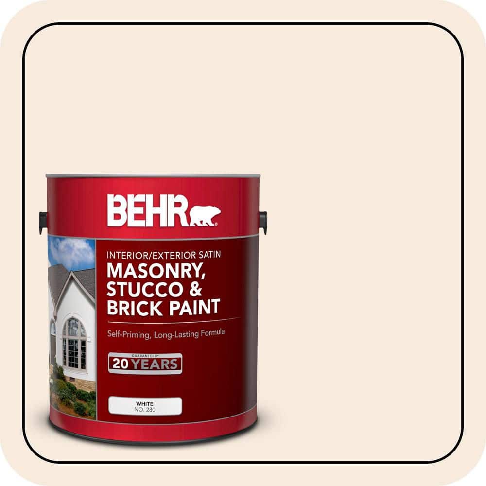 BEHR 5 gal. #RD-W15 Cotton Sheets Satin Interior/Exterior Masonry, Stucco and Brick Paint