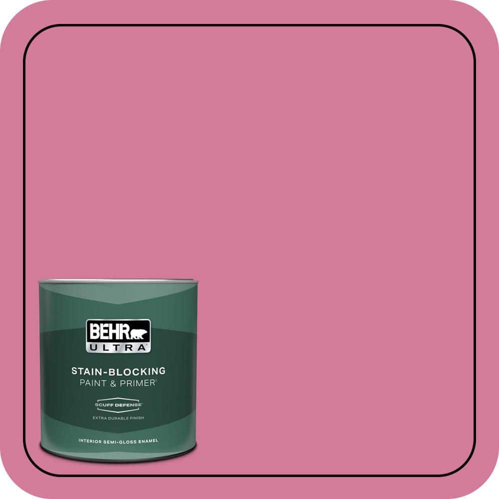 BEHR ULTRA 1 qt. #P130-5 Little Bow Pink Extra Durable Semi-Gloss Enamel Interior Paint & Primer