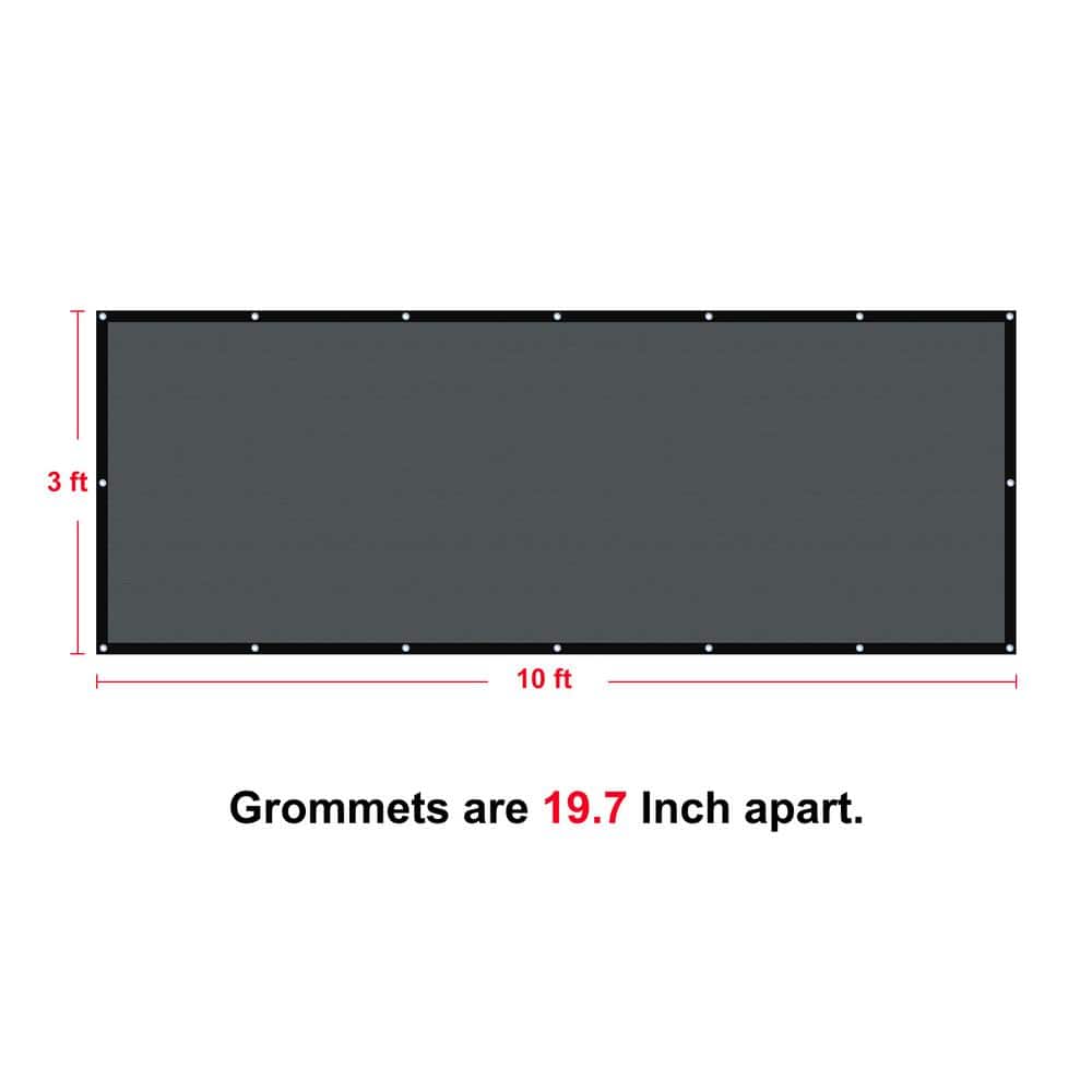 Shatex 3 ft. x 10 ft. Privacy Fence Screen Heavy-Duty 90% Blockage Shade Cover Fencing Net for Wall Garden Gazebo Backyard Gray (3)