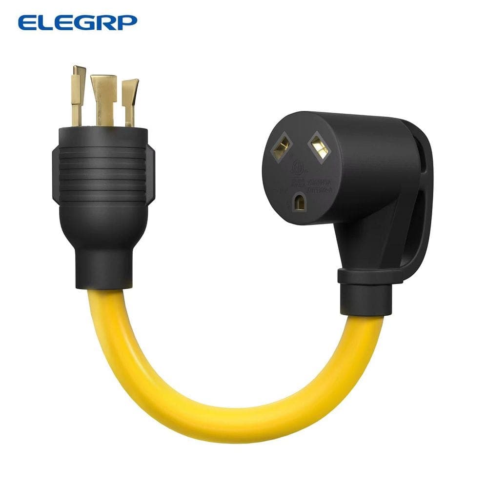 ELEGRP 30 Amp Generator to RV Adapter Cord NEMA L5 30P to TT 30R 3 Prong Twist Lock Dogbone Converter (1)