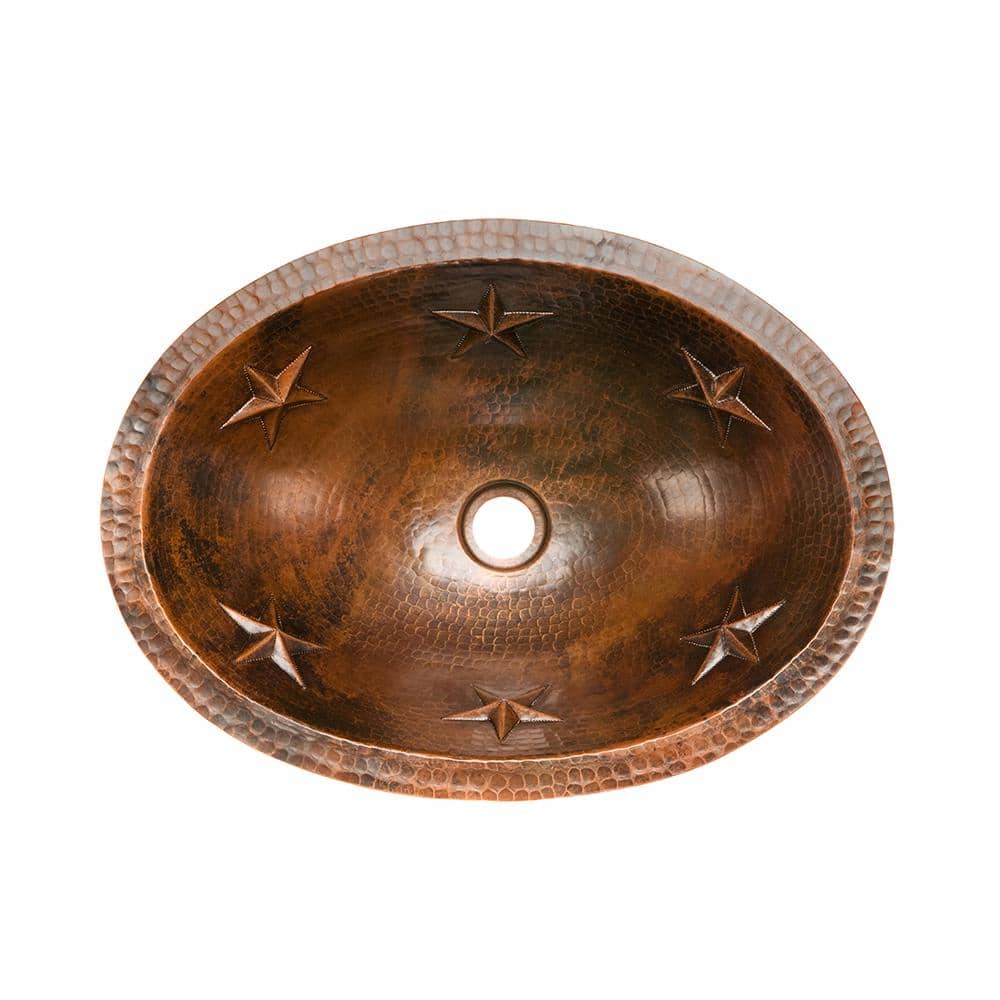 Premier Copper Products Under-Counter Oval Star Hammered Copper Bathroom Sink in Oil Rubbed Bronze (2)